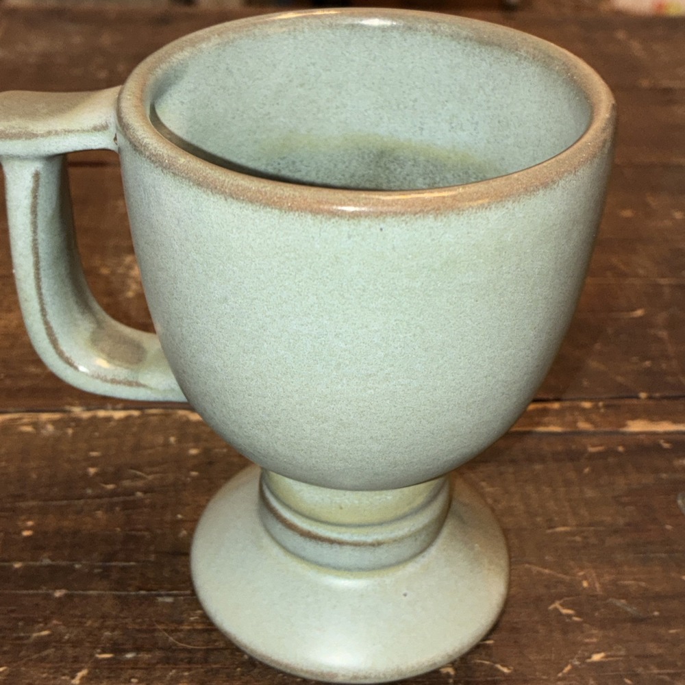 Frankoma‎ C13 Pedestal Footed Coffee Mug Cup Prairie Green 8 oz